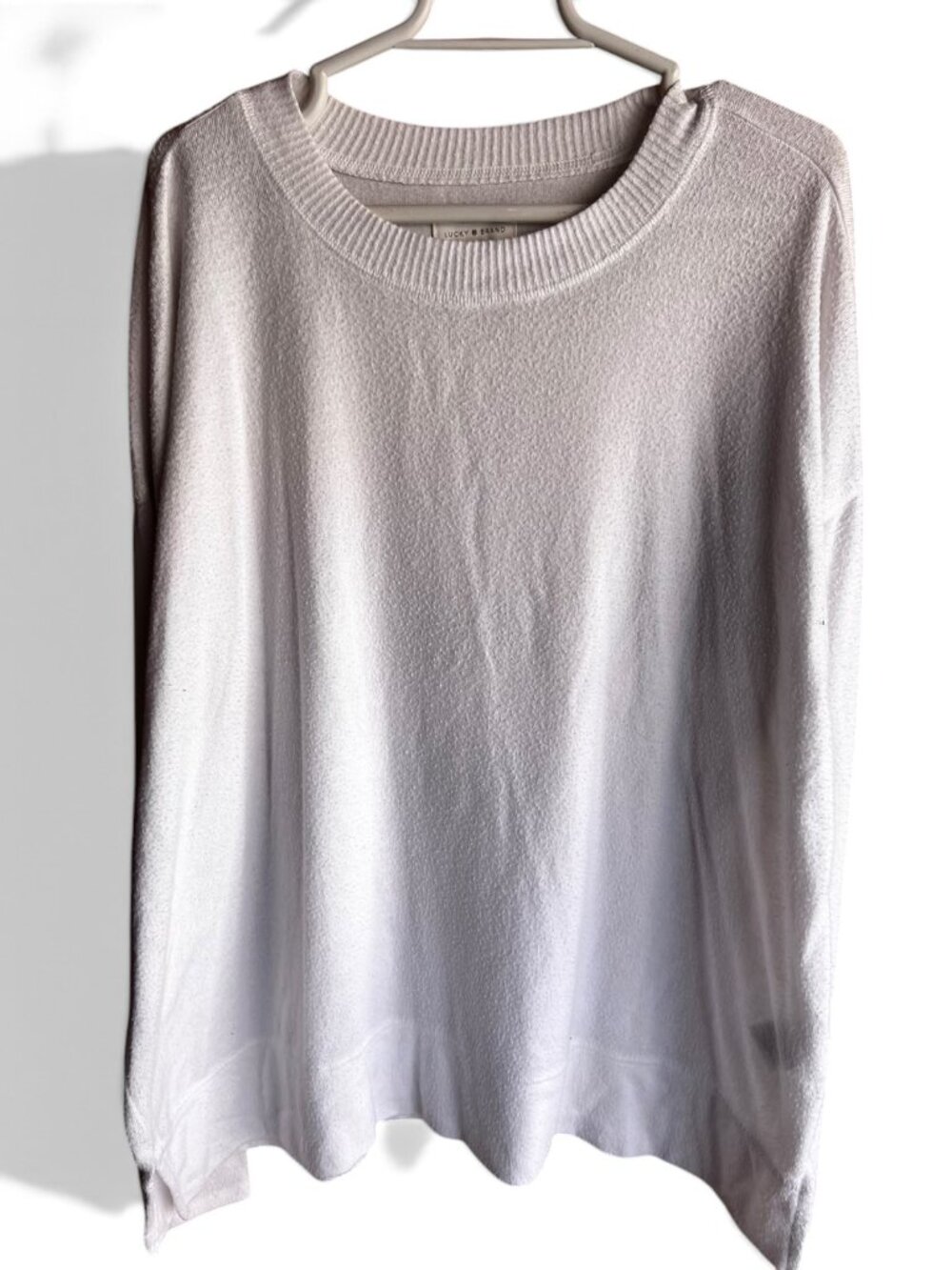 Lucky Brand Off White Soft Knit Long Sleeve Crewneck Sweater Size L